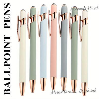 TEMU 7pcs Elegant Metal Ballpoint Pens - Smooth Writing, Ideal For Students & Office Use, Black Ink - Gift, Capacitive Touch, Stationery Image