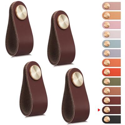 Stück Leder-Möbelgriff, Schranktürknauf, Ledergriff, Schubladenknauf, Vintage-Möbelgriff für Image