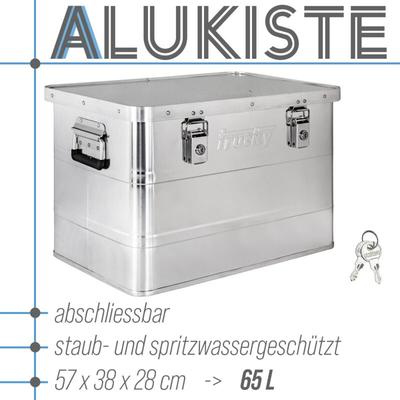 Aluminium Box mit Deckel Silber Alu Kiste Box Alukiste 65 Liter Transportbox Metallbox Alu Image
