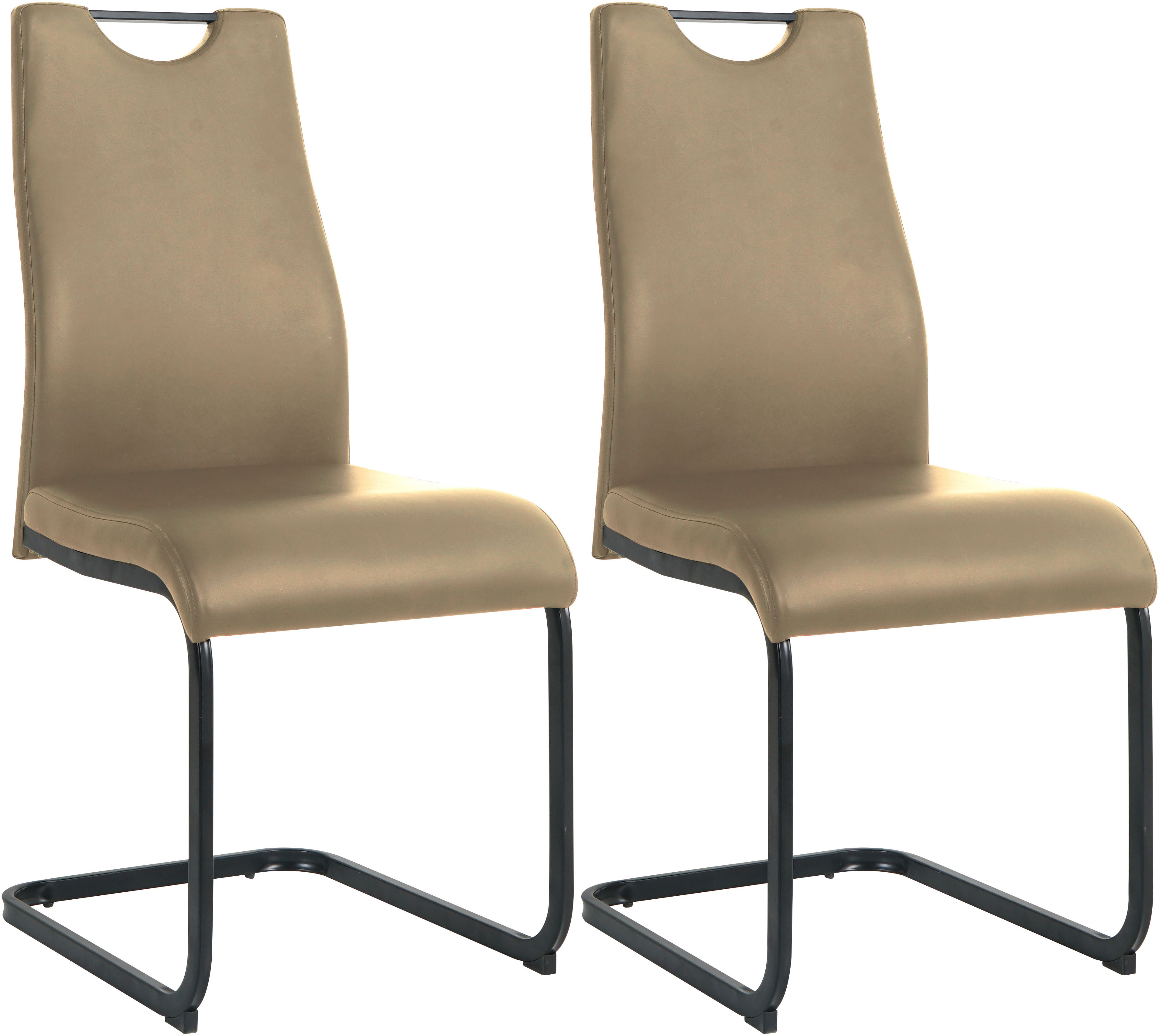 Freischwinger INOSIGN, grau (taupe, schwarz, schwarz), B:42cm H:98cm T:56cm, Metall, Polyurethan, Stühle, Freischwinger, mit Wellenunterfederung