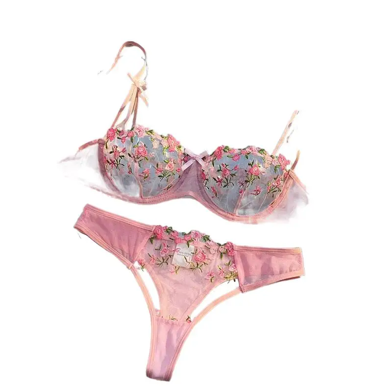 Round Up Night Schöne sexy Frauen 2-teilige Blumenstickerei Unterwäsche Sexy erotische Dessous Unterwäsche Lenceria Sexy Sets