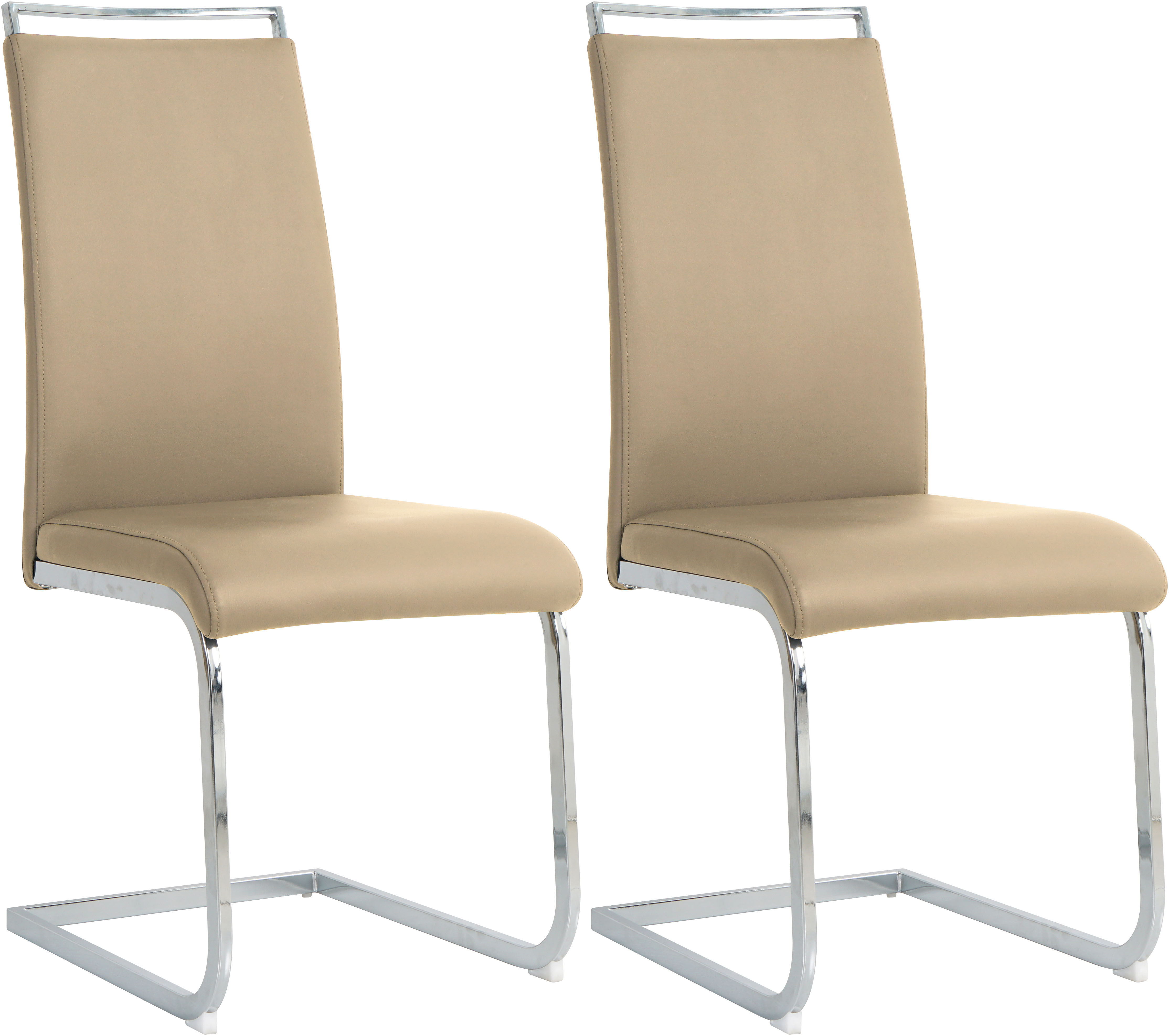 Freischwinger INOSIGN, braun (taupe, silber, silber), B:42cm H:101cm T:58cm, Metall, Polyurethan, Stühle, Freischwinger, mit Wellenunterfederung