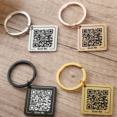 Maßgeschneiderter QR-Code-Schlüsselanhänger aus Edelstahl, personalisierte Visitenkarten, Image