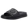 Pantolette RIEKER SPORT, Damen, Gr. 40, schwarz, Leder, unifarben, casual, Schuhe, Sommerschuh, Strandschuh, Urlaubschuh, Hausschuh mit Zierschnalle, Topseller