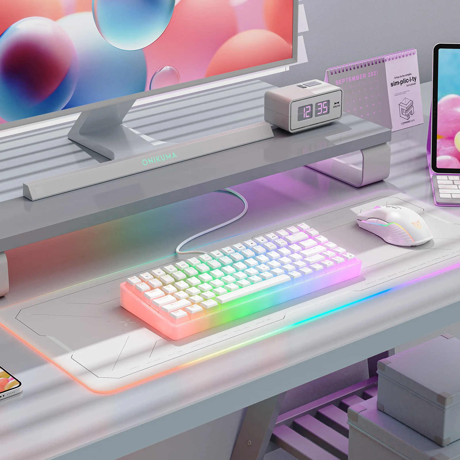 Onikuma profession elle Gaming mechanische Tastatur USB-Tastatur mit RGB Hintergrund beleuchtung matte Tasten kappen 84 Tasten Gaming-Tastaturen Spiel Image