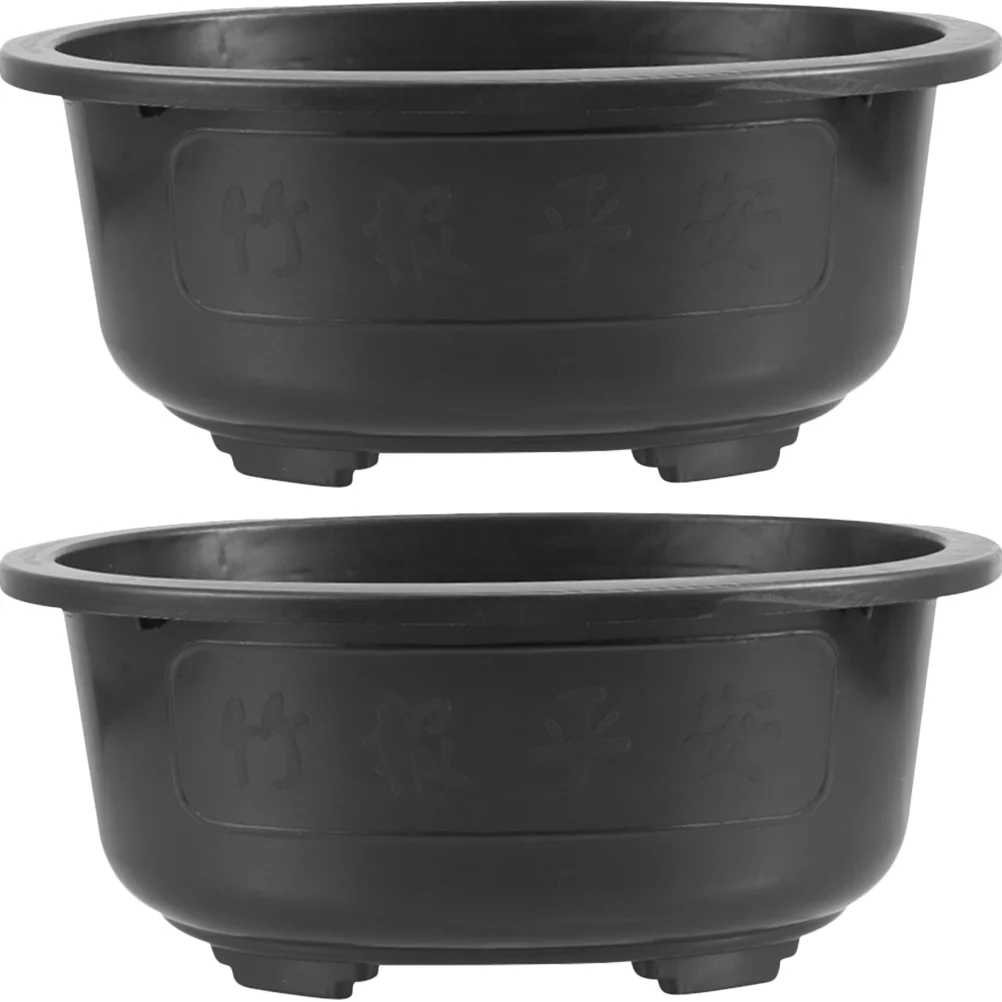 2Pcs Große Blumentopf Große Atmungsaktive Oval Bonsai Pflanzer Kunststoff Pflanzen Topf Gartenarbeit Zubehör Liefert Container Vase Für Image