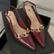 Metal Chain Design Sexy High Heels Women Pointed Toe Brand Slingback Shoes Elegant Fashion Office