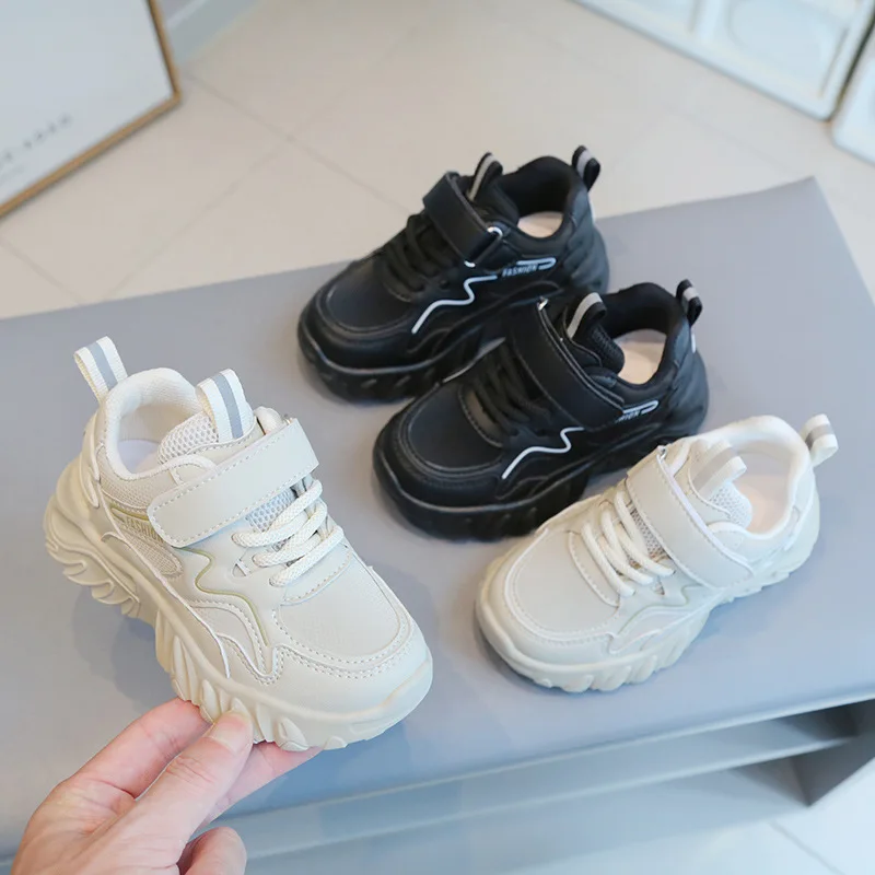 Kinder-Turnschuhe, Frühling und Herbst, vier Jahreszeiten, Modelle, Herren und Mädchen, Papa-Schuhe, rutschfeste weiße Schuhe, weicher Boden, Freizeitschuhe