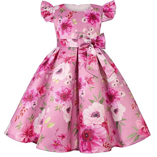 Kinder Mädchen Partykleid Grafik Ärmellos Besonderer Anlass Prinzessin Polyester Partykleid Sommer Frühling Kinder Gelb Wein Blau Image