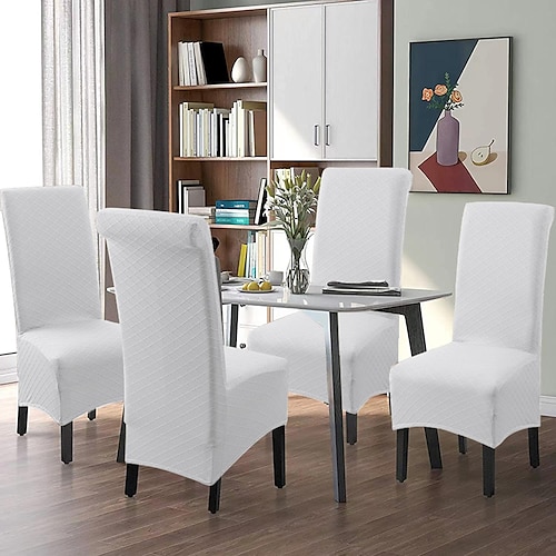 Stuhlhussen für Esszimmerstühle, wasserabweisend, dehnbar, Stuhlhusse mit hoher Rückenlehne, Schonbezug aus Spandex, Sitzbezüge mit Gummiband für Hochzeiten, 1 Stück Image