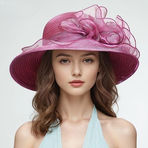 Elegant Retro Vintage Derby Kopfschmuck Hut Kirchenhut Dame Edelfrau Kostüm Damen Valentinstag Derby Hochzeitsfeier Ascot Erwachsene Hut Frühling Sommer Image