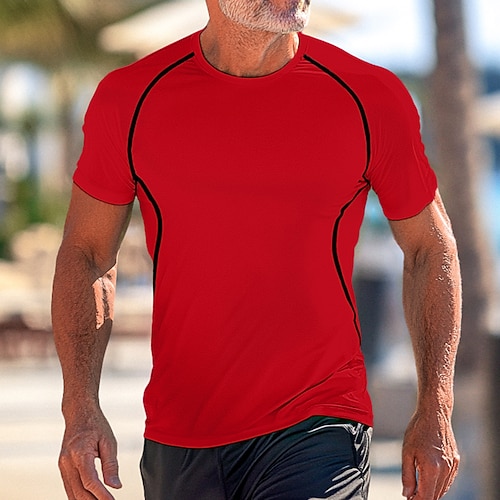Herren T Shirt Muskelshirt Feuchtigkeitsableitende Hemden Kurzarm Rundhalsausschnitt Sommer Einfach Sport Leicht Sportlich Sportlich Fitness Fitnessstudios Schwarz Grau Grün Top T-Shirt für Herren Image