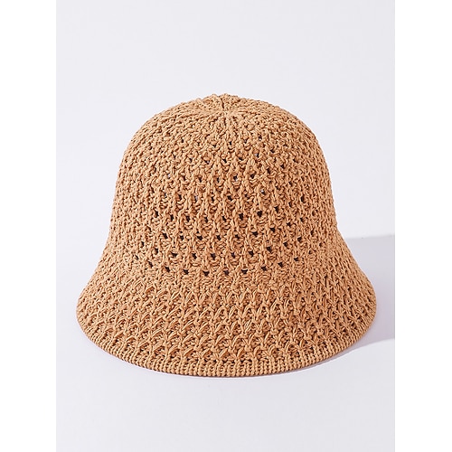 Damen Vintage Strohhut – handgewebter atmungsaktiver Sonnenhut, leicht faltbar, eleganter Strandhut für Sommerurlaub, Reisen und Outdoor-Aktivitäten Image