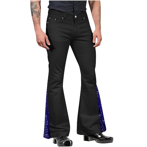 Retro Vintage 1960er Hippie Hose Schlaghosen Hippie Strass Steine Strass Kostüm Herren Halloween Karneval Maskerade Party Abend Musikfestival Pride Parade Erwachsene Hose Ganzjahres Image