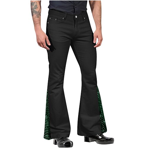 Retro Vintage 1960er Hippie Hose Schlaghosen Hippie Strass Steine Strass Kostüm Herren Halloween Karneval Maskerade Party Abend Musikfestival Pride Parade Erwachsene Hose Ganzjahres Image