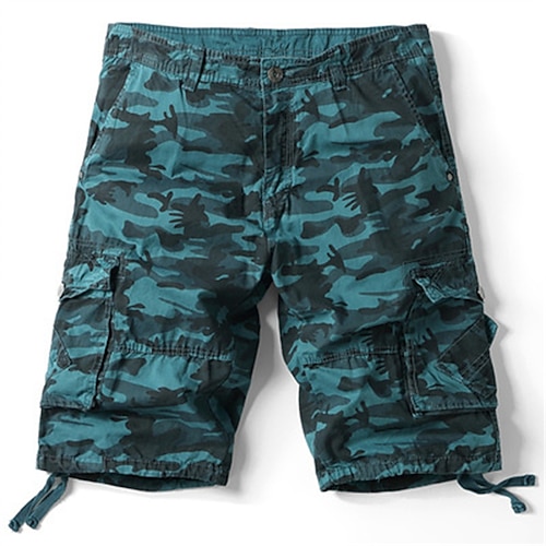 Herren Cargo-Shorts Shorts mit Camouflage-Muster Shorts Sommershorts Mehrere Taschen Klappentasche Einfach Tarnung Komfort tragbar Knielang Outdoor Sport Täglich Mode Lässig Tarnrot Tarnung Khaki Image