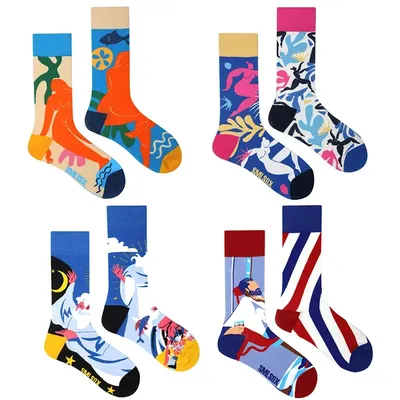 New Spring And Summer Couples Skateboard Sox Creative Abstract Art Harajuku Hip Hop Streets Tide