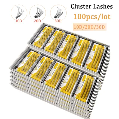 100pcs/Lot Cluster lashes 3 Rows 10D/20D/30D/40D Bundles Natural Style Individual Eyelashes Handmade
