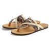 Zehentrenner LASCANA, Damen, Gr. 40, schwarz (schwarz, leo), Obermaterial: 100% Rindsleder. Decksohle: 100% Rindsleder. Laufsohle: 100% Synthetik, metallic, casual, Schuhe, Sandale, Pantolette aus Leder mit Korkfußbett