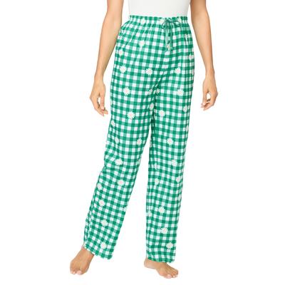 Plus Size Women's Woven Sleep Pant by Dreams & Co. in Tropical Emerald Daisy (Size 2X)