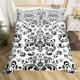 Black Damask Floral Duvet Cover Super King Bohemian Black White Gothic Comforter Cover Goth Exotic Boho Bedding Set For Kids Boys Adults Men Vintage Victorian Flower Bed Set 3 Pcs
