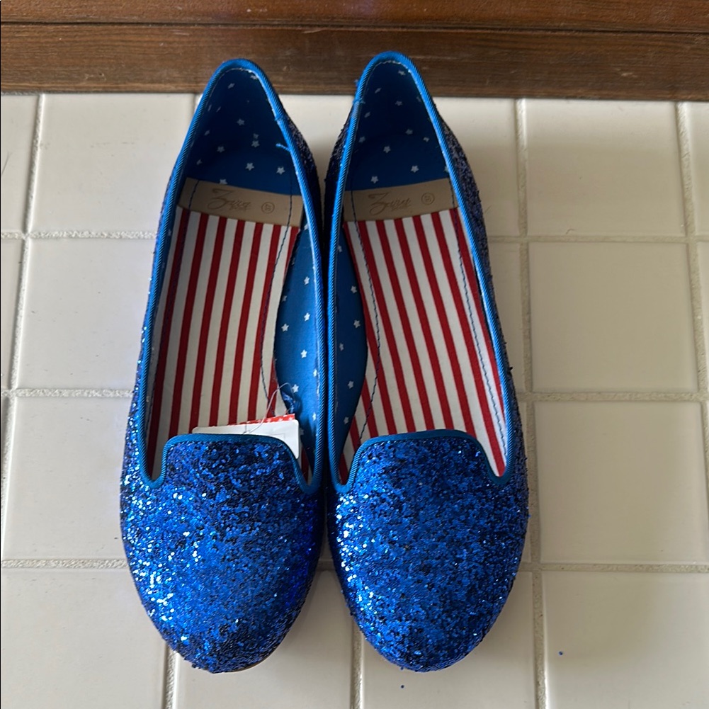 Zara Shoes | Blue Glitter Kids Shoes Nwt Kids Size 4 | Color: Blue | Size: 4g