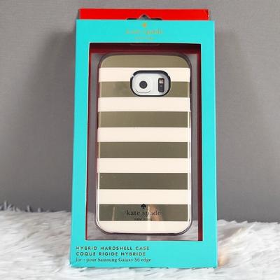 Kate Spade Cell Phones & Accessories | Kate Spade Samsung Galaxy S6 Edge, Striped Phone Case - Gold, White & Navy, New | Color: Gold/White | Size: Samsung Galaxy S6 Edge