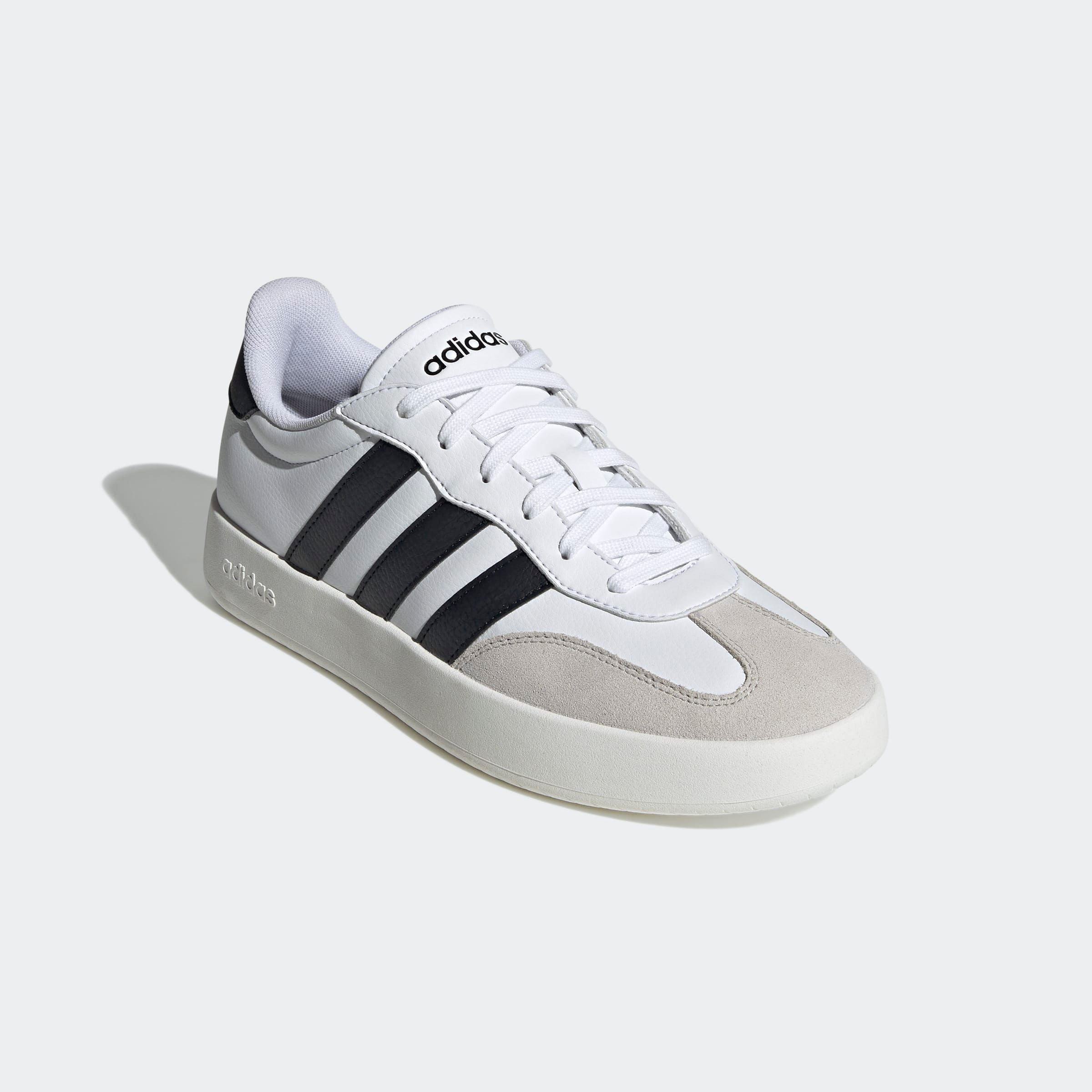 Sneaker ADIDAS SPORTSWEAR "BARREDA", Herren, Gr. 41, schwarz-weiß (cloud weiß, core schwarz, grau one), Leder, Synthetik, Schuhe Sneaker, Design auf den Spuren des adidas Handball Spezial