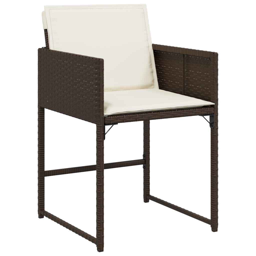 vidaXL Gartenstühle mit Kissen 4 Stk. Braun Poly Rattan Image