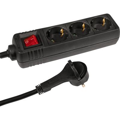 Meister Steckdosenleiste 3-fach - Extraflacher Stecker - 2 m Kabel - schwarz - IP20 Innenbereich Image