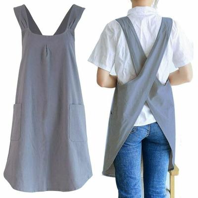 Gartenschürze Japanische Leinen-Küchenschürze mit Kreuzrücken für Frauen mit süßen Taschen zum Image