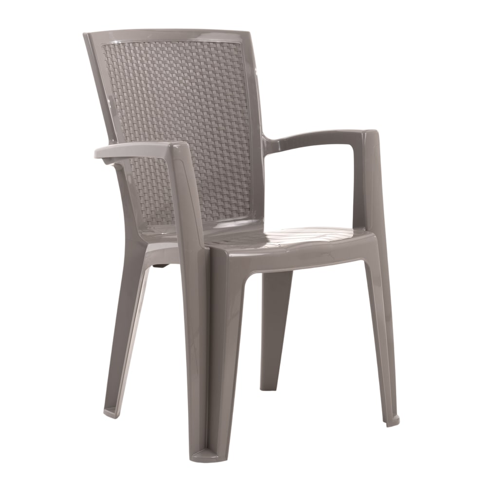 Set di 6 sedie impilabili in polipropilene con braccioli tortora