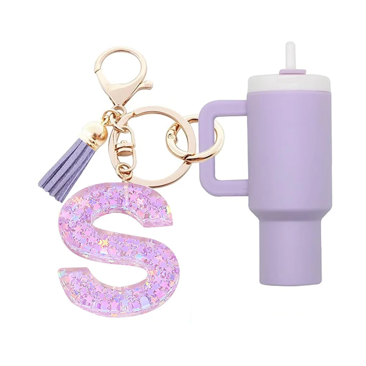 1 Satz Stanley Cup-Accessoires, Mini-Cup-Damen-Schlüsselanhänger, erste Buchstaben-Accessoires, Rucksack-Accessoires, süßer Mädchen-Schlüsselanhänger Image