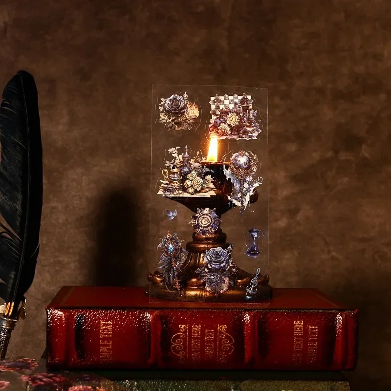 3 Blatt Charm Opera Gothic Floral Collage Papier Schulbedarf Handbuch Scrapbook 172*84mm Briefpapier Retro Aufkleber Nacht Image