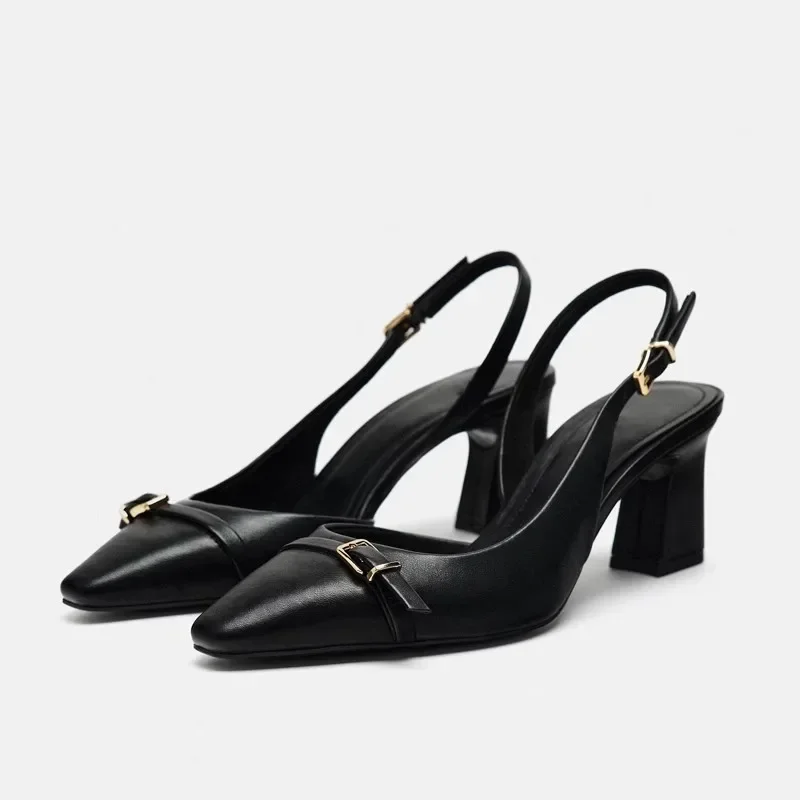 Designer Herbst High Heel Schuhe für Damen Vintage Schwarz Quadratischer Kopf Gürtelschnalle Dekoration Plus Size Professionelle Damen Pumps