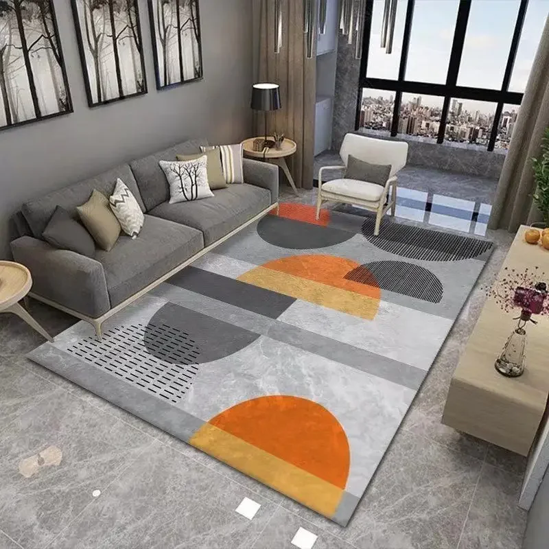 VIKAMA Ins Licht Luxus Orange Teppich Wohnzimmer Kaffee Tisch Matte Nordic Moderne Zimmer Schlafzimmer Nacht Teppich Haushalt Boden Matte Image