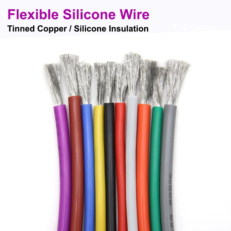 10m hitze beständiger Silikon draht 30 28 26 24 22 20 18 16 15 14 13 12 10 awg weiches flexibles Hochtemperatur-Kupferkabel Image