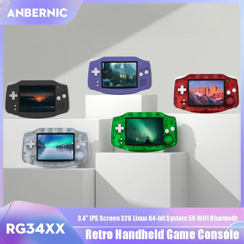 Anbernic rg34xx Retro-Handheld-Spiele konsole 3.4 "ips Bildschirm 32g Linux 64-Bit-System 5g WLAN Bluetooth HD TV-Ausgang Video-Player Image