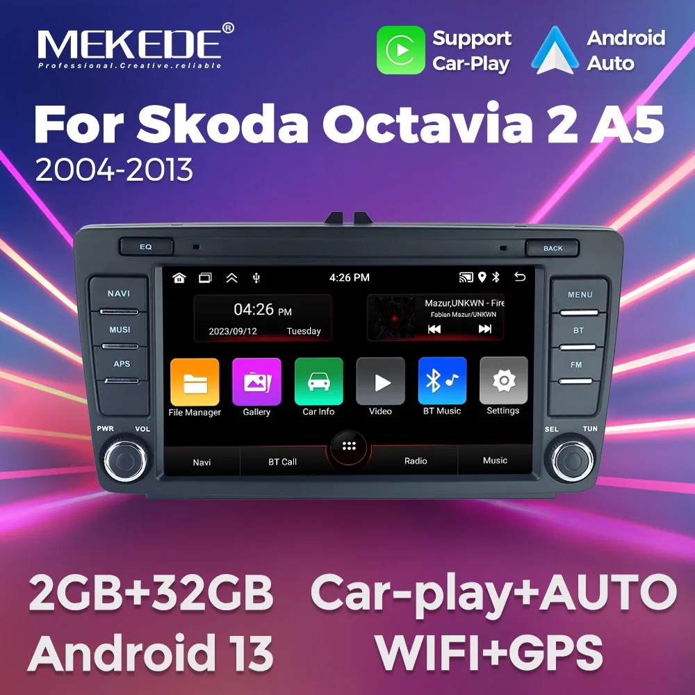 Mekede android13 für skoda octavia 2 a5 2004-2013 7-Zoll 2 32GB drahtloses Carplay Auto Autoradio Multimedia Video Player WLAN GPS Image