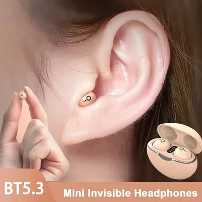 Mini-unsichtbare Kopfhörer Bluetooth 5,3 echte drahtlose In-Ear-Kopfhörer mit Mikrofon geräusch unterdrückung unsichtbarer Schlaf-Hifi-Sound Image