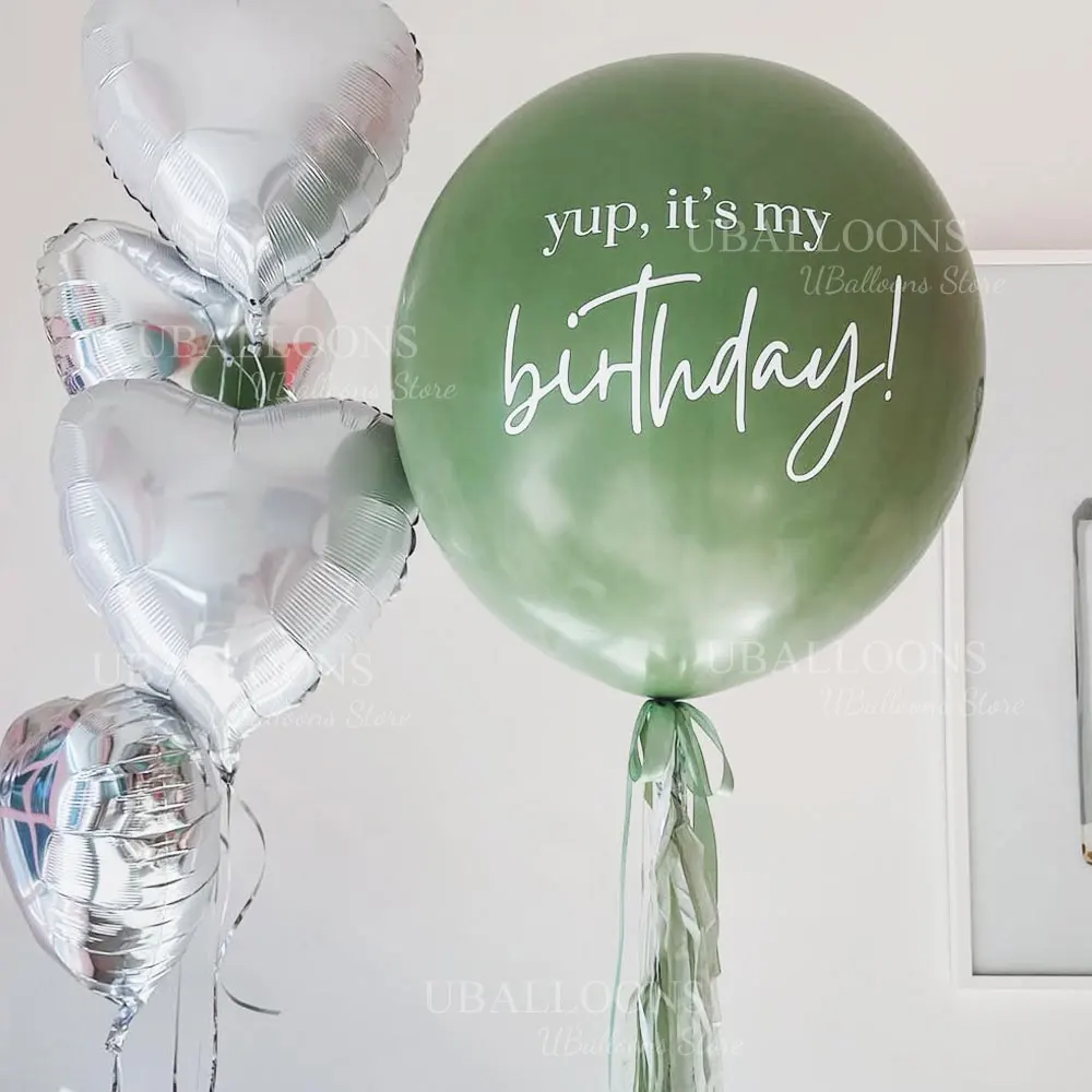 Große Retro-Luftballons in Salbeigrün, 61 cm, weiß, sandbraun, staubig, blau, rosa, matt, für Boho-Babyparty, Hochzeit, Geburtstag, Dezember Image