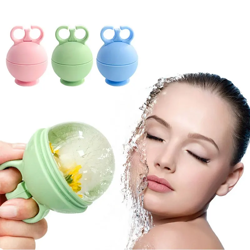 Eis Gesicht Roller Silikon Cube Schönheit Massage Eis Form für Augen Schwellungen Eis Gesichts Roller Schrumpfen Poren mit Griff Image