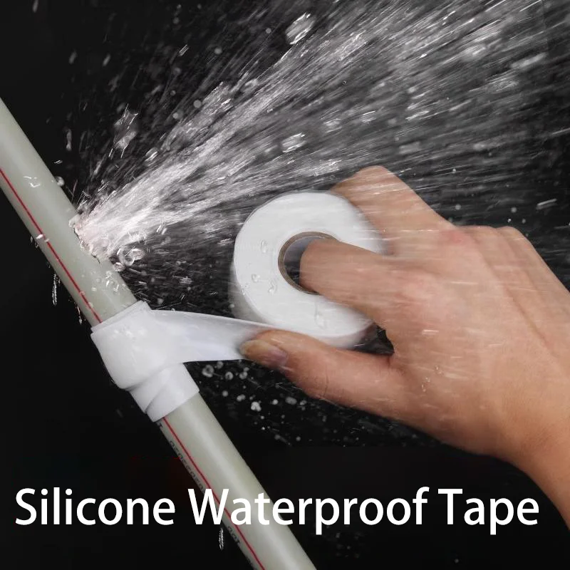 0,6 mm dickes, selbstklebendes Silikonband – wasserdichte Leckage-Reparatur für Rohre, Schläuche, Notfall-Reparaturband für Rohre, 1/3/5 Rollen Image