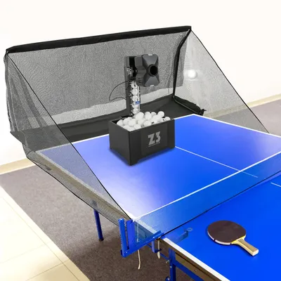 Automatische Tischtennisballmaschine mit Tischtennisroboter und großem Netz, 100 Bälle, mehrere Serviermodi und einziehbarem Ball Image