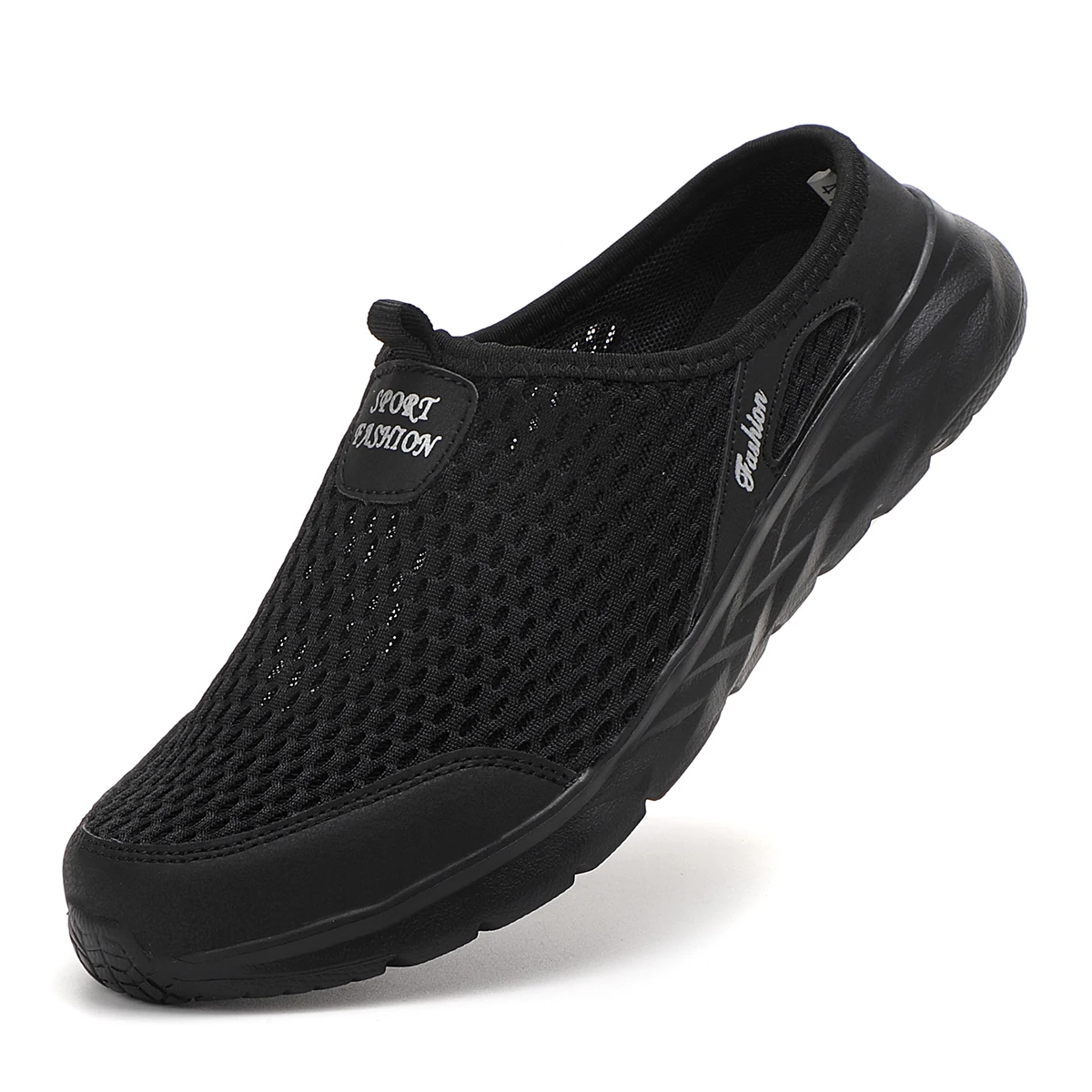 Herren Halbe Hausschuhe Sommer Atmungsaktives Mesh Herren Schuhe Outdoor Casual Wanderschuhe Große Flache Leichte Mesh Hausschuhe Sandalen