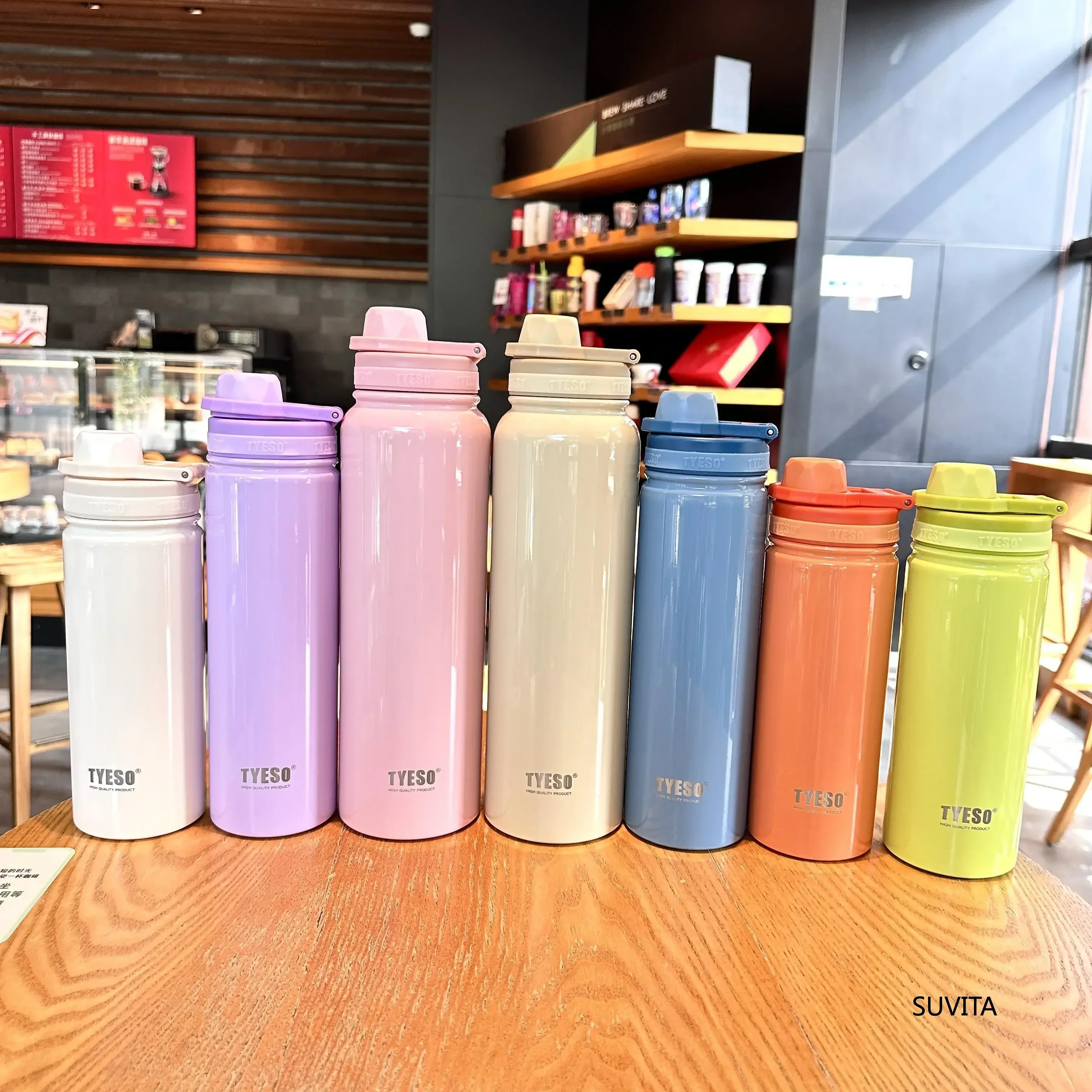 Tyeso Edelstahl-Thermos-Wasserflasche, tragbare Sport-Vakuumflasche, hält Kälte und Hitze, Thermobecher, isolierter Auto-Tumbler-Becher Image