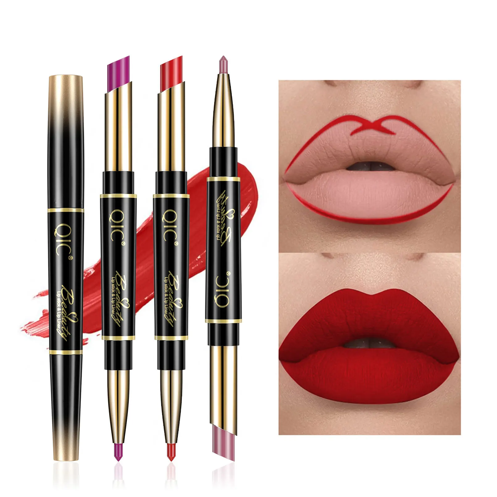 2-in-1 mattierter Lippenstift, Lipliner, langlebig, wasserfest, Make-up für Frauen, koreanische Kosmetik, Schönheit, Make-up für weibliche Lippentönung, Fleck