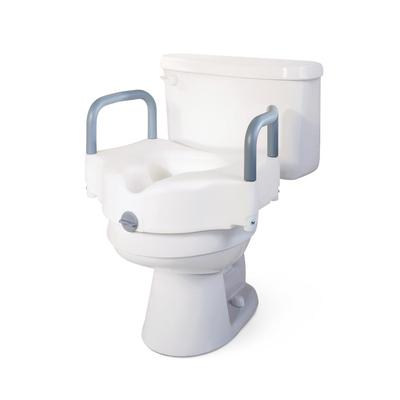 5" Raised Locking Toilet Seat, With Arms, 400 lb. Weight Capacity, 1/CS (G4-502RX1) Case of 1 Medline