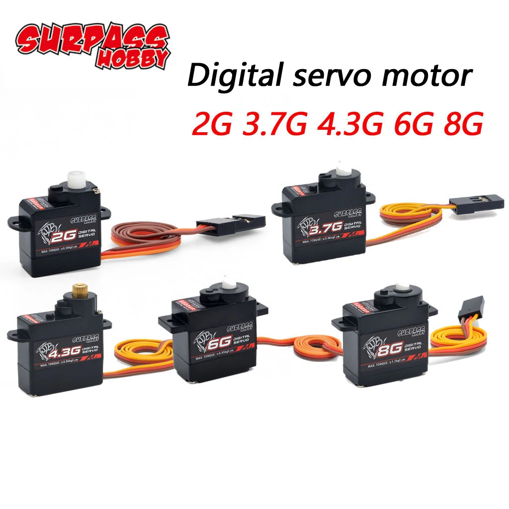 SURPASS HOBBY 2g 3.7g 4.3g 6g 8g Micro Digital Mini Servo Metal and Plastic Gear for Rc Drone Airplane Fixed-wing Car Robot