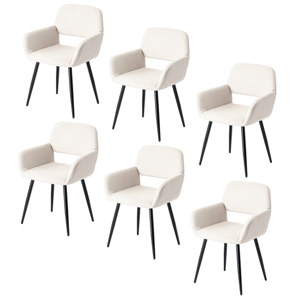 Lot de 6 chaises scandinaves tissu beige pieds noirs